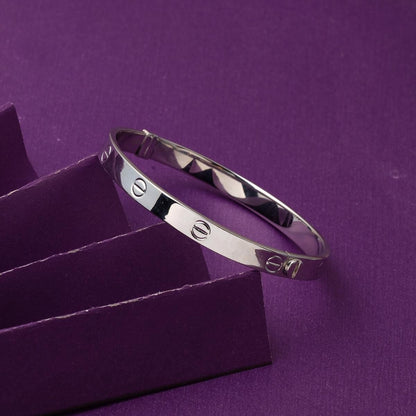 14K White Gold Screw Back Lock Bangle
