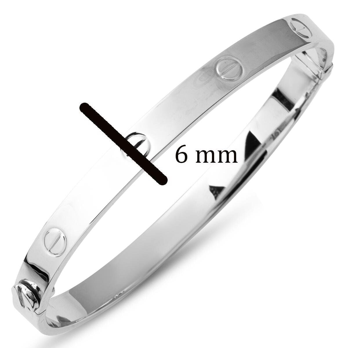 14K White Gold Screw Back Lock Bangle