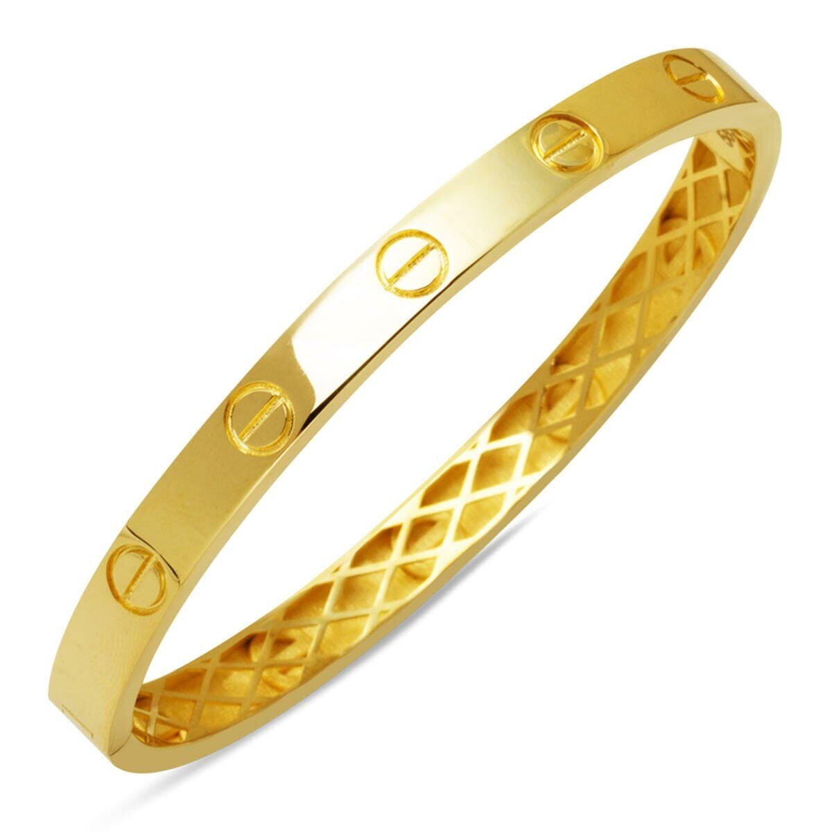 14K Yellow Gold Screw Back Hinged Cuff Bangle (10.88 g)