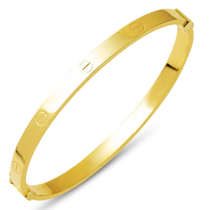 14K Yellow Gold Screw Back Teen Hinged Cuff Bangle