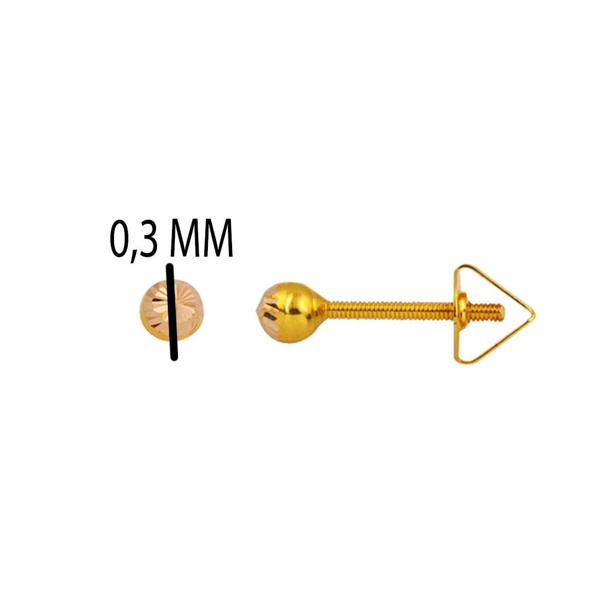 14K Yellow Gold 3 mm Screw Back Ball Earrings