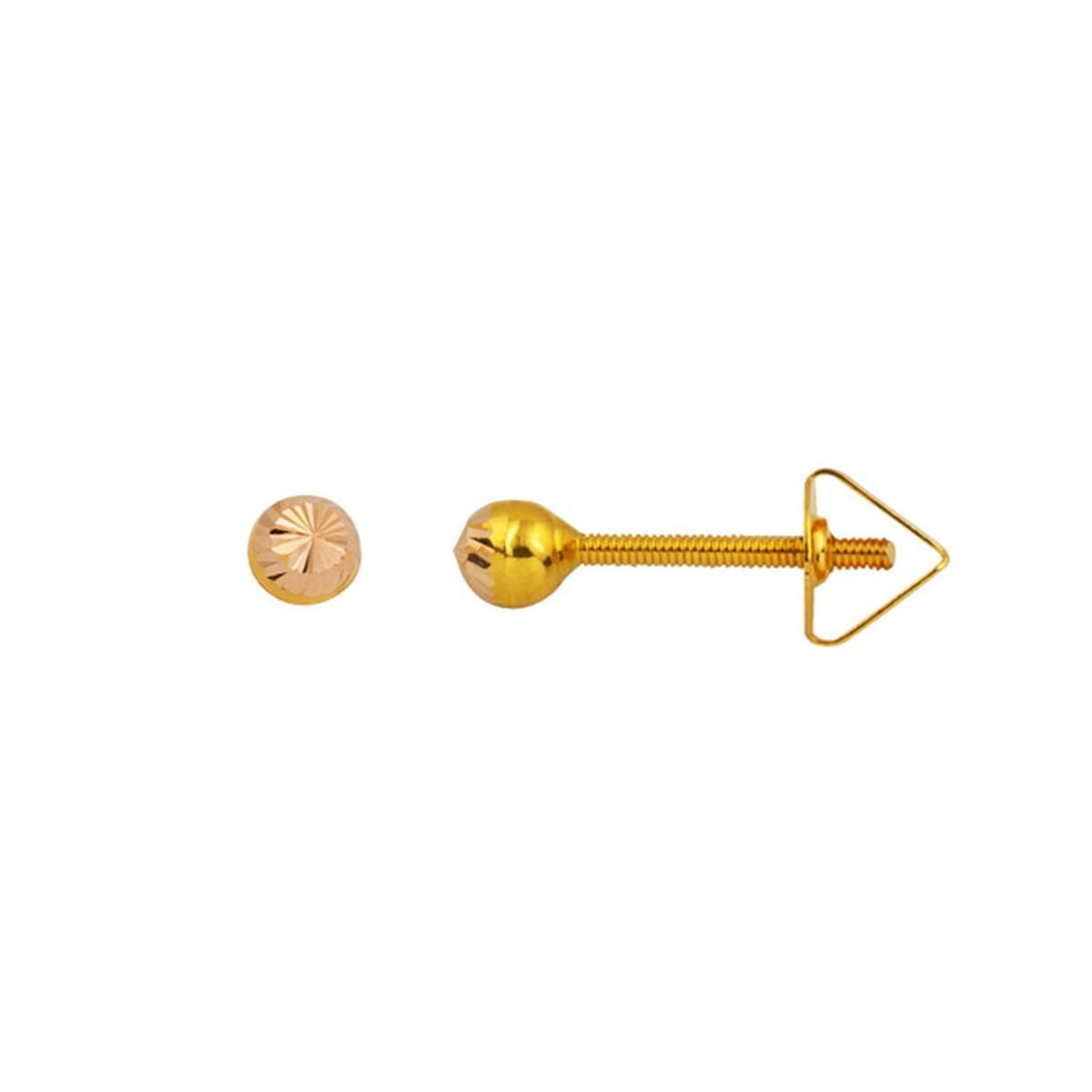 14K Yellow Gold 3 mm Screw Back Ball Earrings