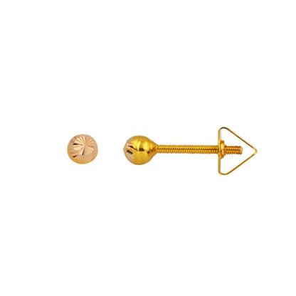 14K Yellow Gold 3 mm Screw Back Ball Earrings
