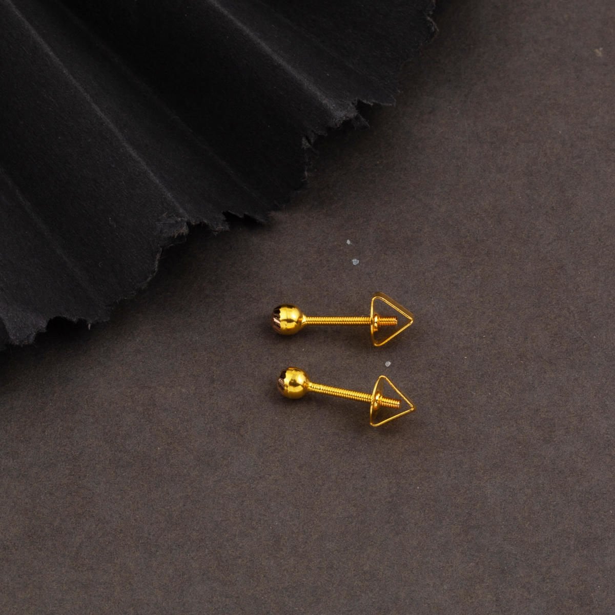 14K Yellow Gold 3 mm Screw Back Ball Earrings