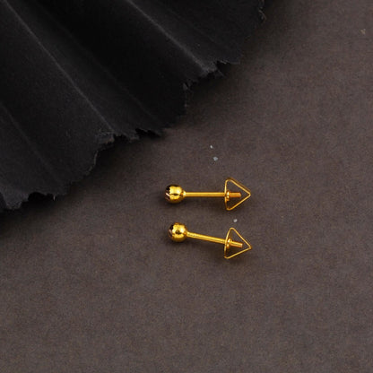 14K Yellow Gold 3 mm Screw Back Ball Earrings