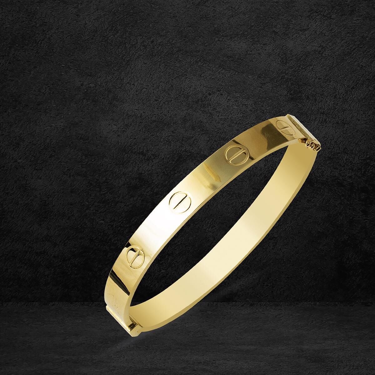 14K Yellow Gold Screw Back 8mm Wide Hinged Cuff Bangle