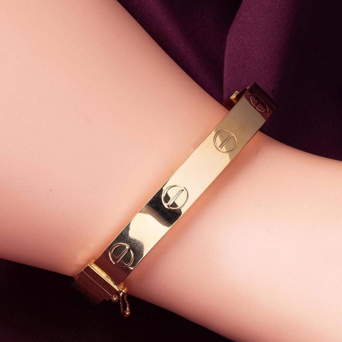 14K Rose Gold Screw Back 8 mm Hinged Cuff Bangle