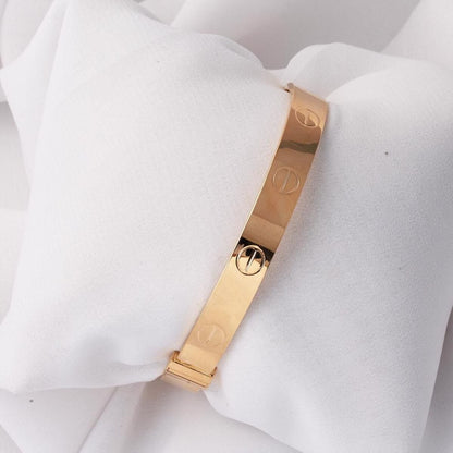 14K Rose Gold Screw Back 8 mm Hinged Cuff Bangle