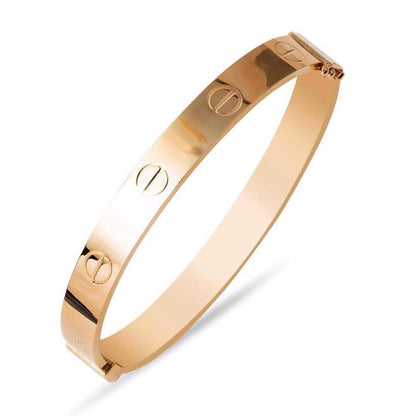 14K Rose Gold Screw Back 8 mm Hinged Cuff Bangle