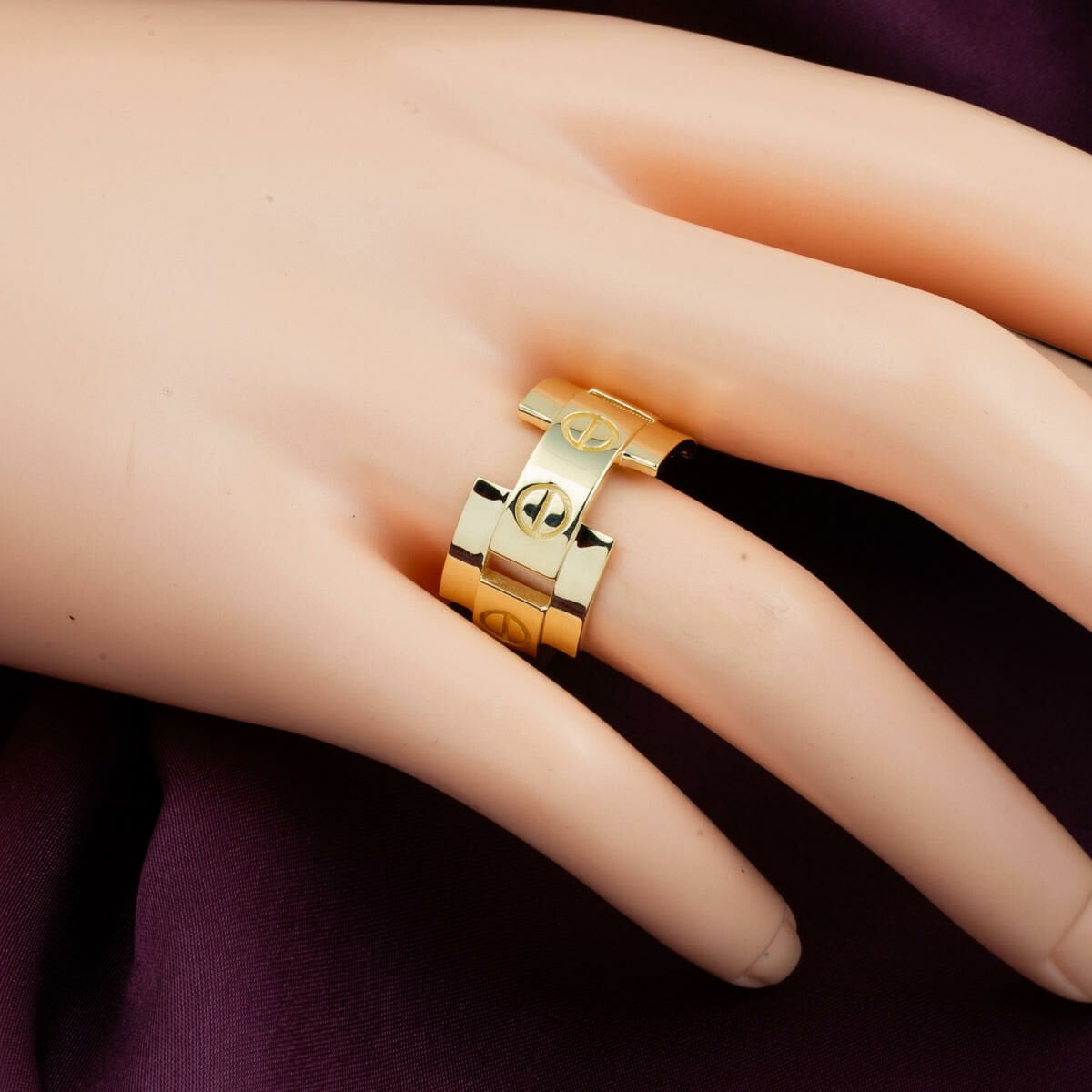14K Yellow Gold Screw Back Designer Inspired Ring