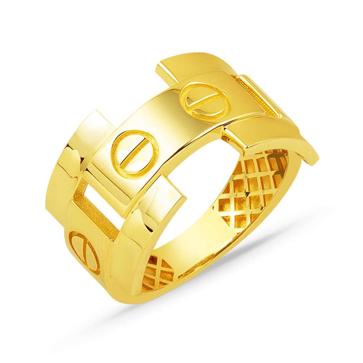 14K Yellow Gold Screw Back Designer Inspired Ring