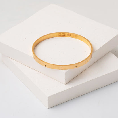 22K Yellow Gold Screw Back Thin Stackable Bangle