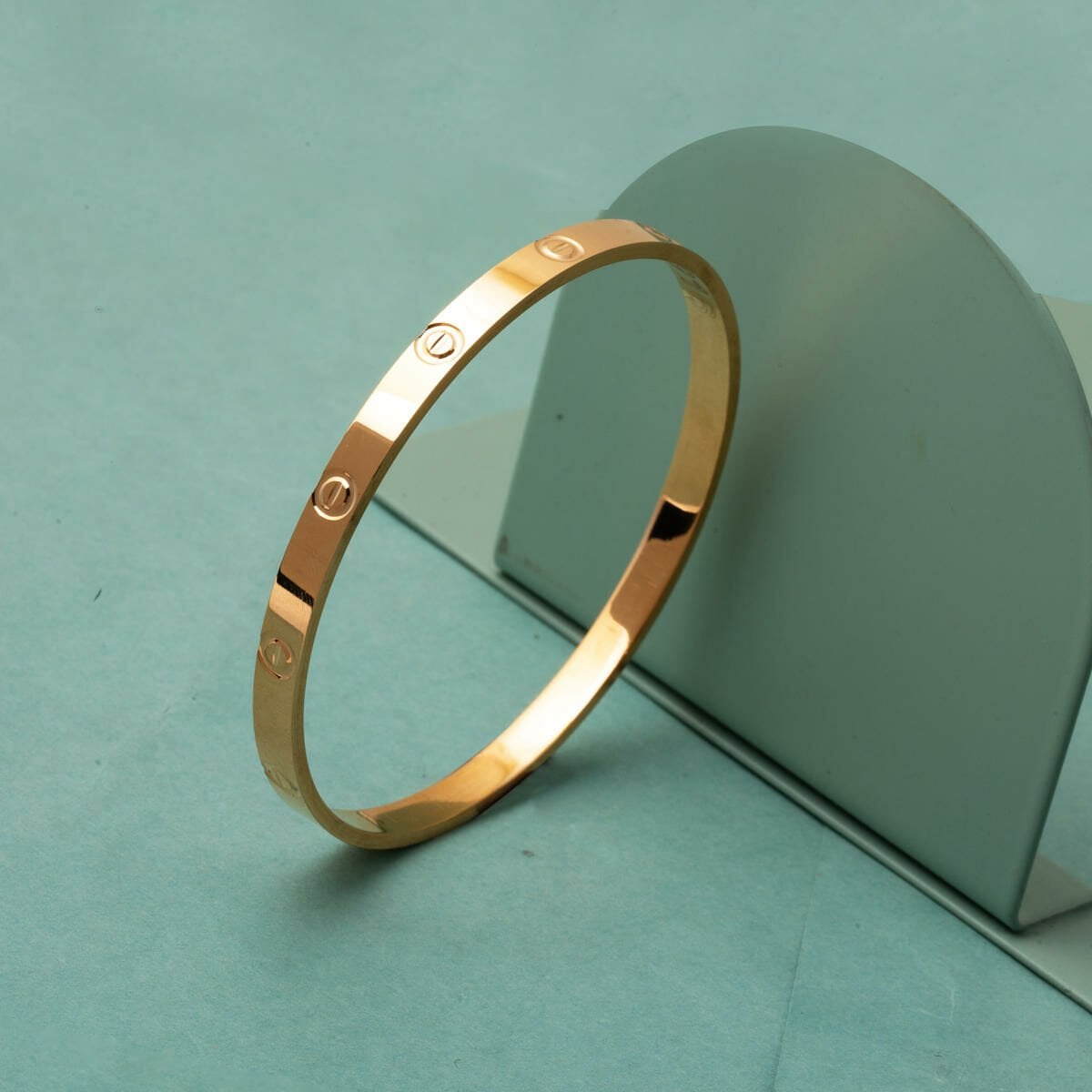 22K Yellow Gold Screw Back Thin Stackable Bangle