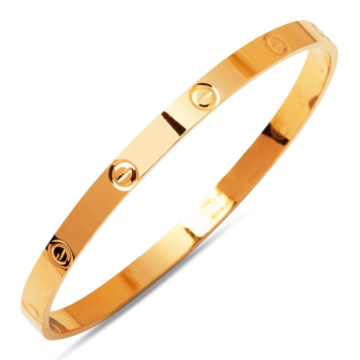 22K Yellow Gold Screw Back Thin Stackable Bangle