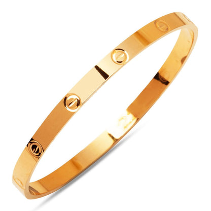 22K Yellow Gold Screw Back Thin Stackable Bangle