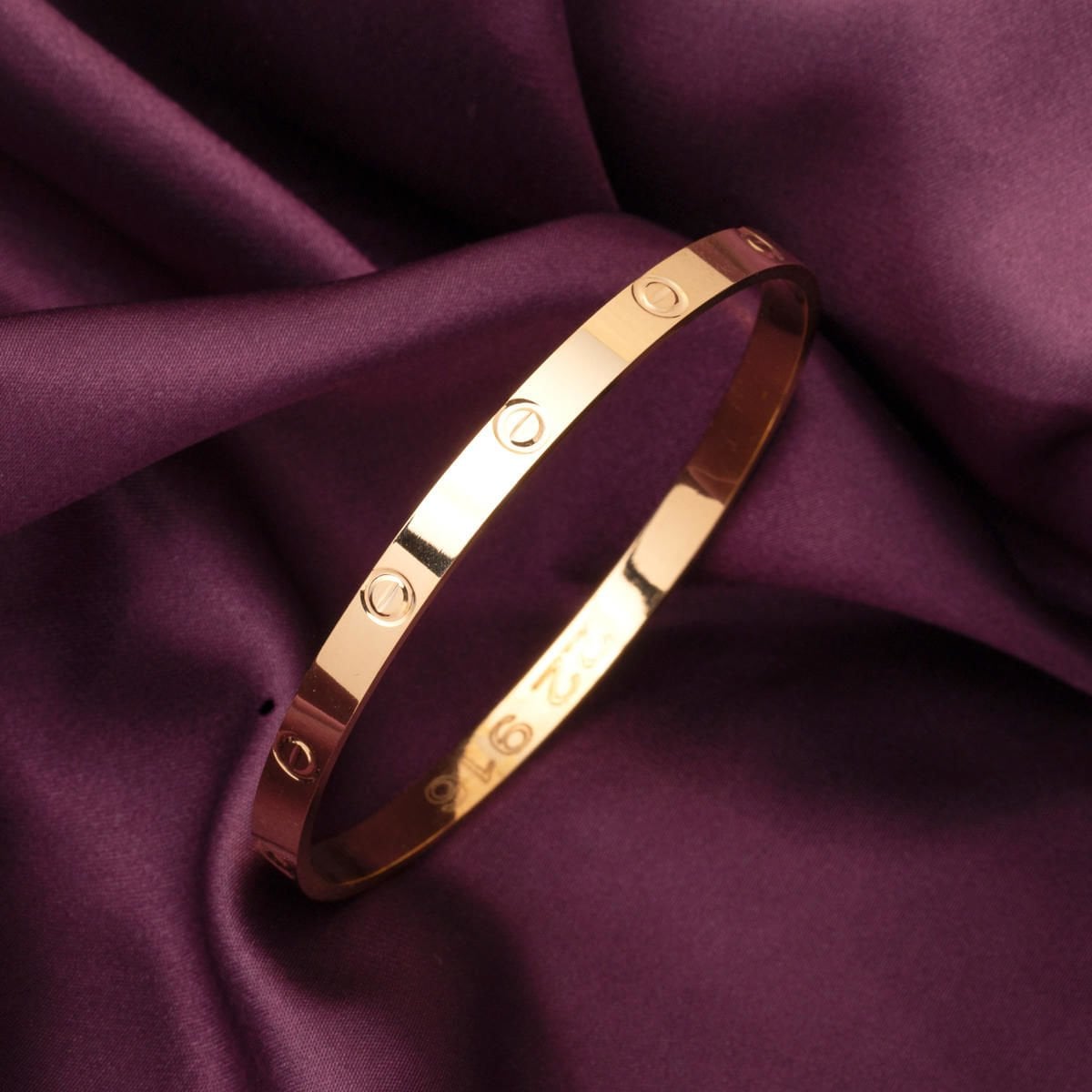 22K Yellow Gold Screw Back Thin Stackable Bangle