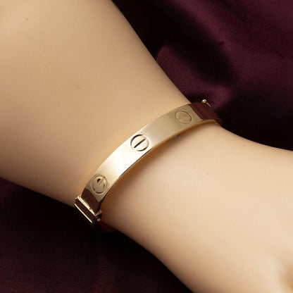 14K Yellow Gold Screw Back Hinged Cuff Teen Bangle