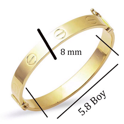 14K Yellow Gold Screw Back Hinged Cuff Teen Bangle