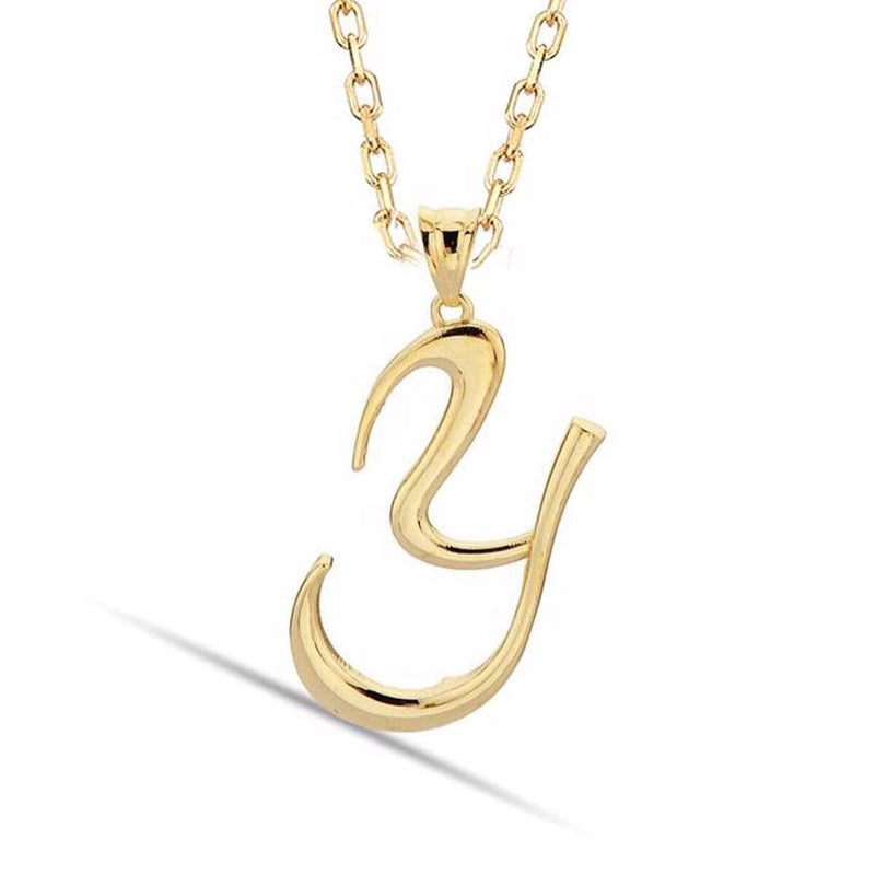14K Yellow Gold Initial Y Necklace