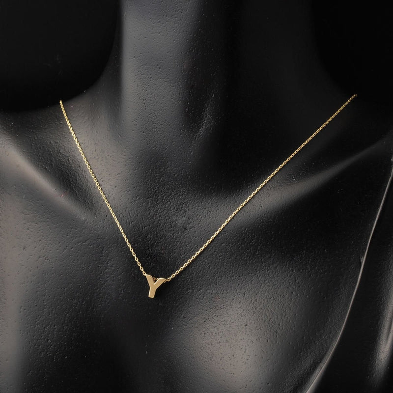 14K Yellow Gold Minimalist Initial Y Necklace
