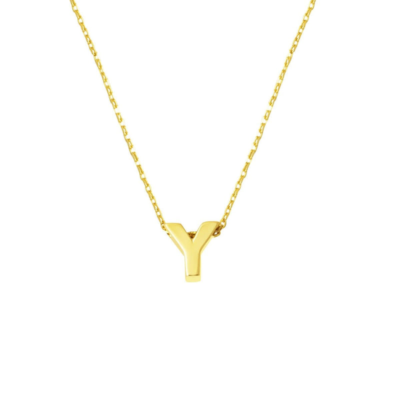 14K Yellow Gold Minimalist Initial Y Necklace