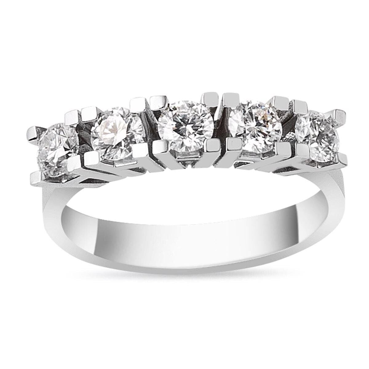 14K White Gold 0.50 Ct Five Stone Diamond Ring
