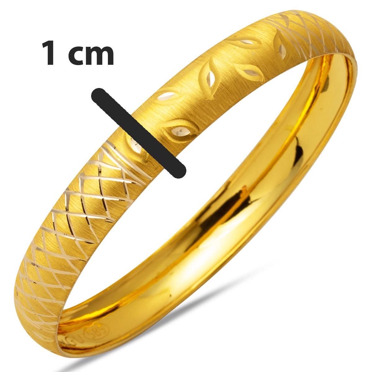 14K Yellow Gold Leaf Hollow Bangle