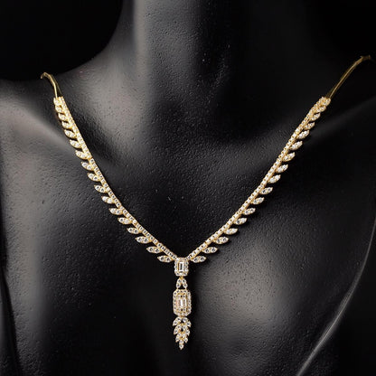 14K Yellow Gold Leaf Baguette Cubic Zirconia Set