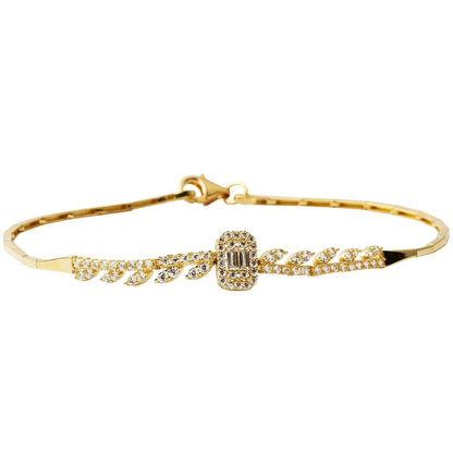 14K Yellow Gold Leaf Baguette Cubic Zirconia Set