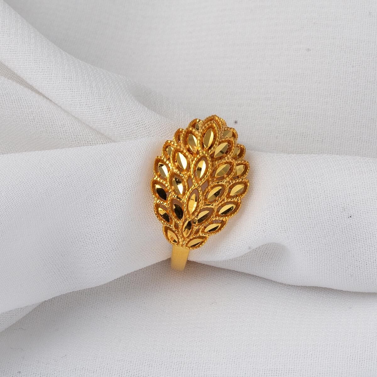 22K Yellow Gold Leaf Ring