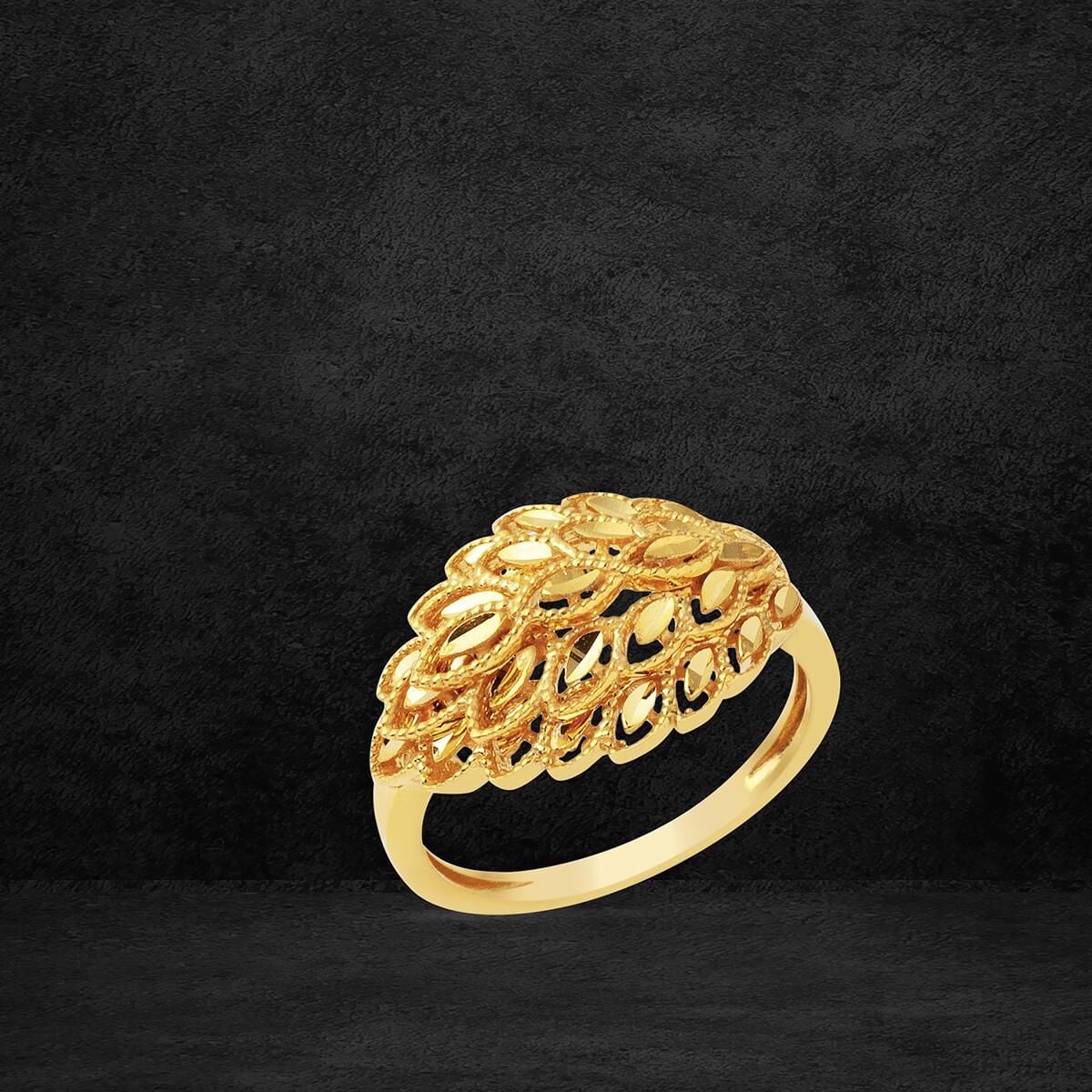 22K Yellow Gold Leaf Ring
