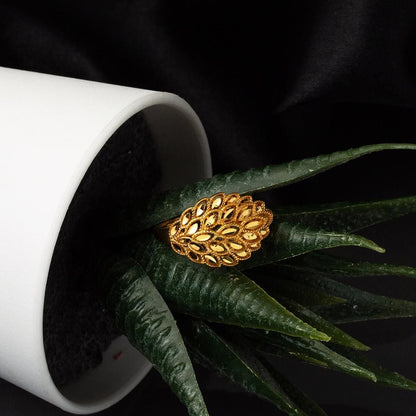 22K Yellow Gold Leaf Ring