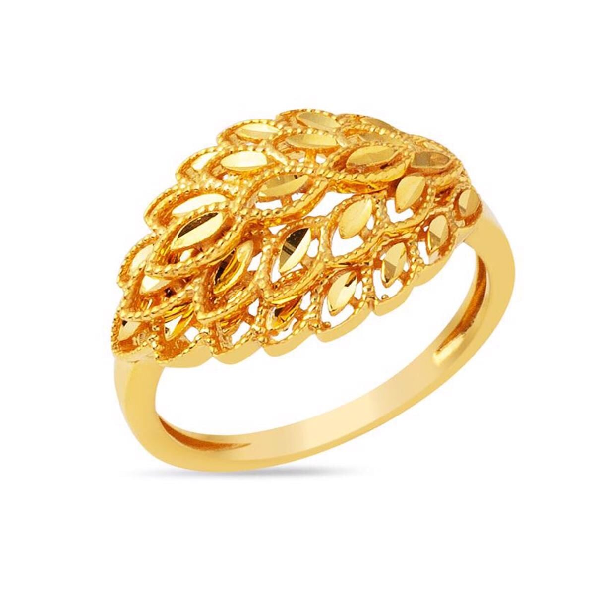 22K Yellow Gold Leaf Ring