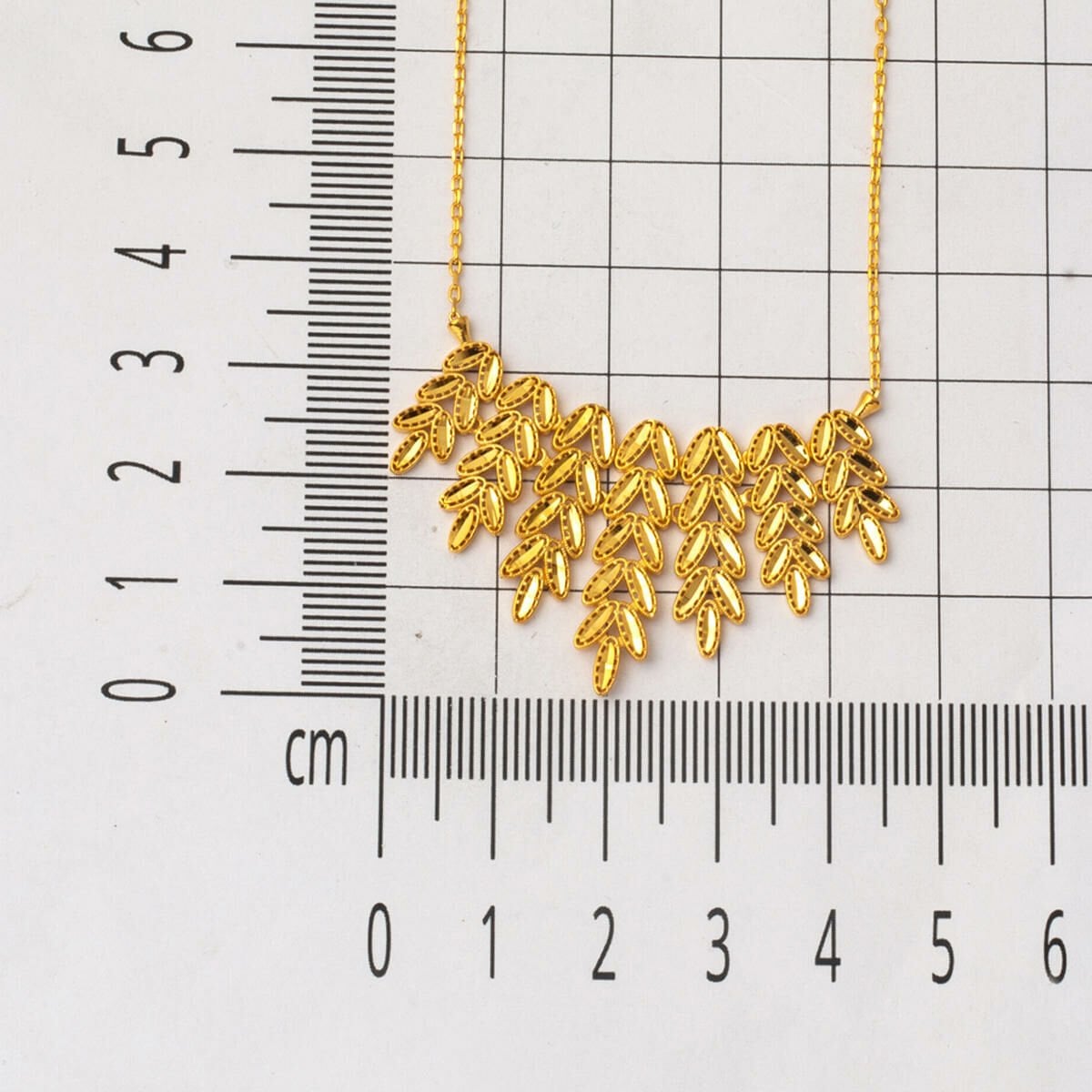 22K Yellow Gold Leaf Fall Chain Necklace