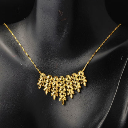 22K Yellow Gold Leaf Fall Chain Necklace