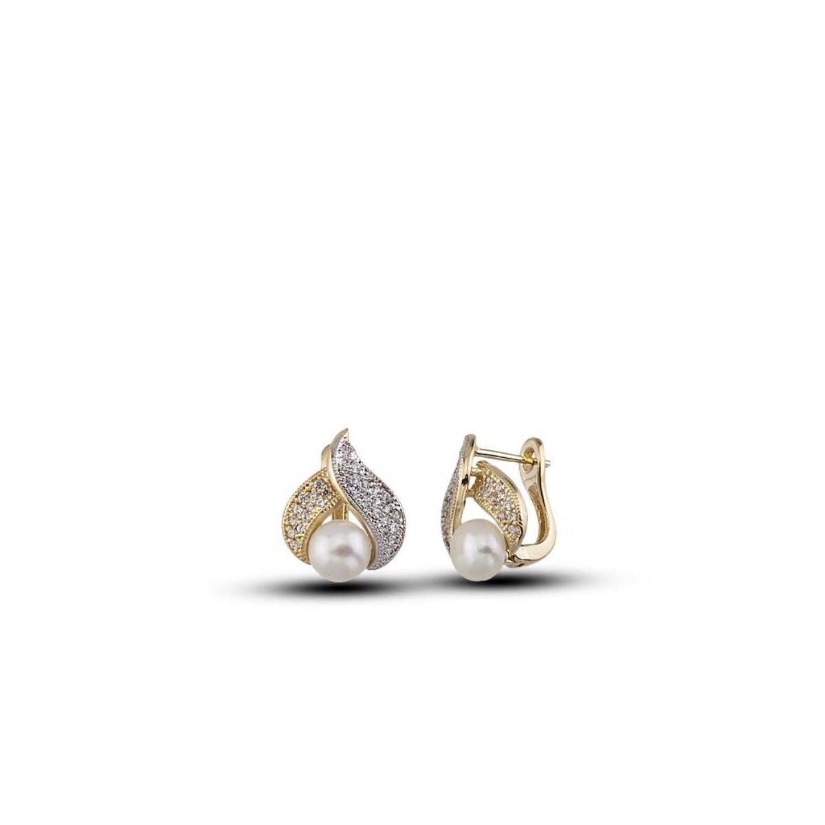 14K Yellow Gold Leaf Pearl Set
