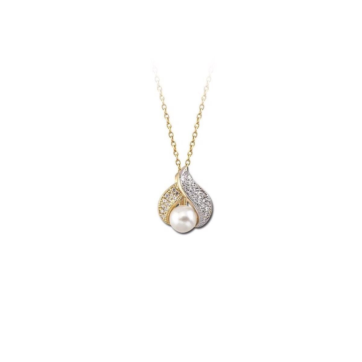 14K Yellow Gold Leaf Pearl Set