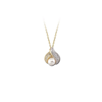 14K Yellow Gold Leaf Pearl Set