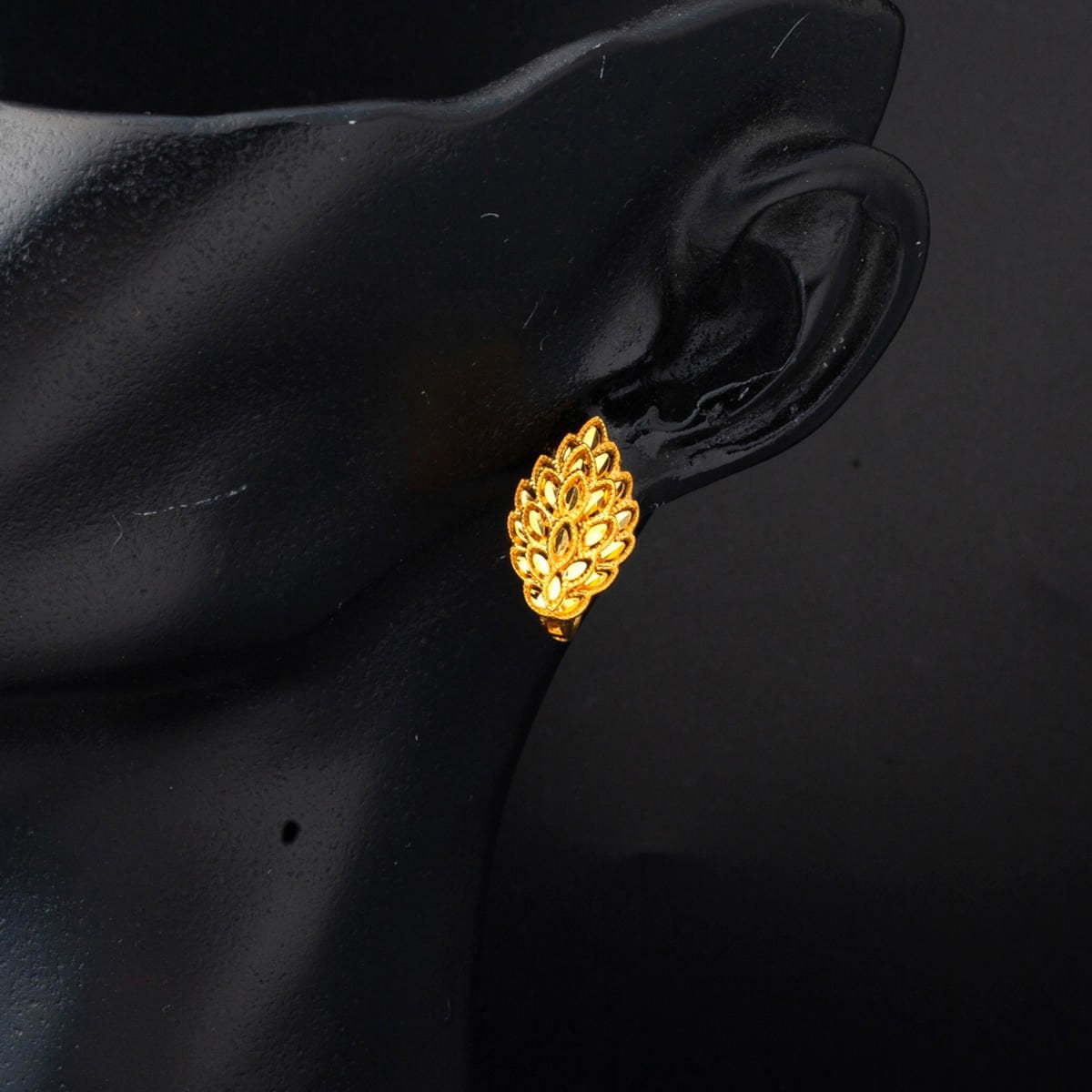 22K Yellow Gold Leaf Necklace Earrings Jewelry Set