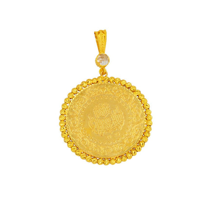 14K Yellow Gold Half Gold Bead Cubic Zirconia Pendant
