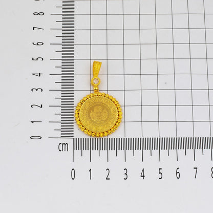 14K Yellow Gold Half Gold Bead Cubic Zirconia Necklace