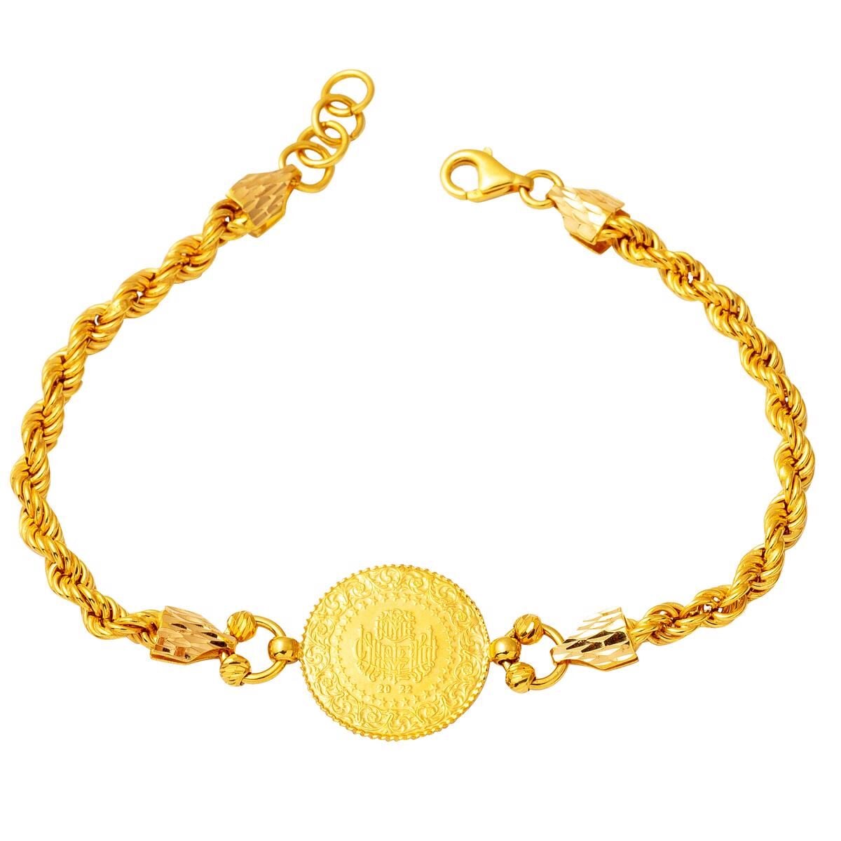 22K Yellow Gold Half Coin Bracelet