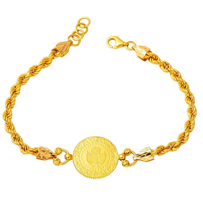 22K Yellow Gold Half Coin Bracelet