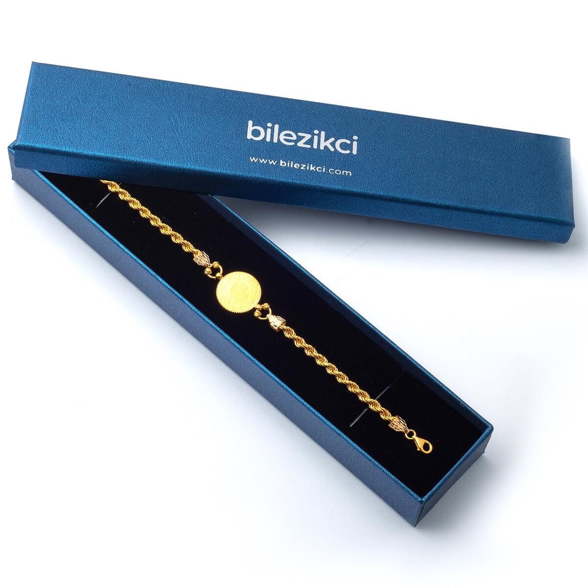 22K Yellow Gold Half Coin Bracelet