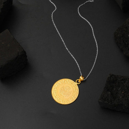 22K Yellow Gold Half Gold Pendant