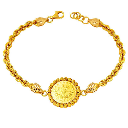22K Yellow Gold Half Ottoman Resat Coin Bracelet (11.78 g)
