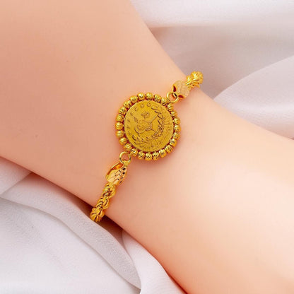 22K Yellow Gold Half Ottoman Resat Coin Bracelet (11.78 g)