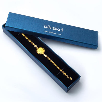 22K Yellow Gold Half Ottoman Resat Coin Bracelet (11.78 g)