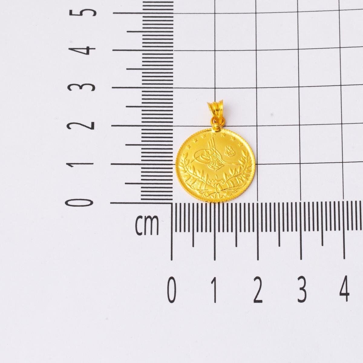 22K Yellow Gold Half Ottoman Resat Coin Pendant