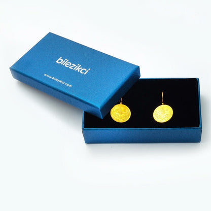 22K Yellow Gold Half Ottoman Resat Coin Earrings